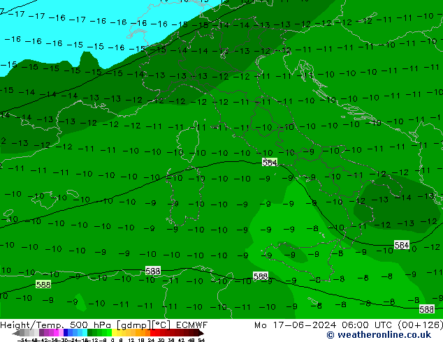 Z500/Yağmur (+YB)/Z850 ECMWF Pzt 17.06.2024 06 UTC