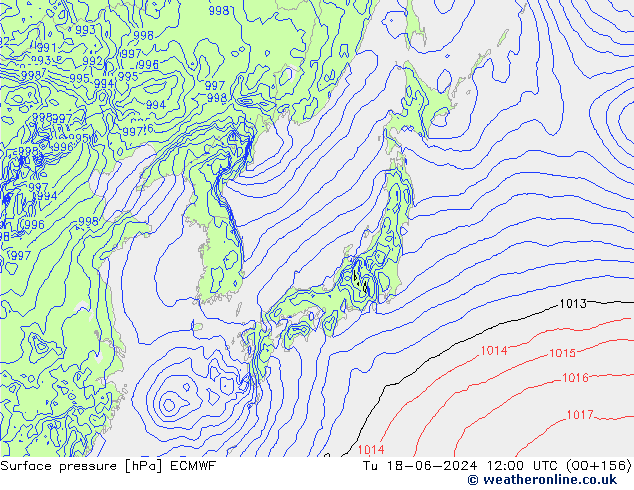 ciśnienie ECMWF wto. 18.06.2024 12 UTC