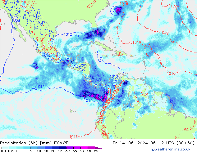 Z500/Rain (+SLP)/Z850 ECMWF пт 14.06.2024 12 UTC