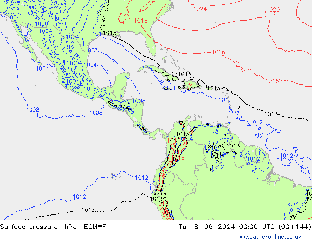 приземное давление ECMWF вт 18.06.2024 00 UTC