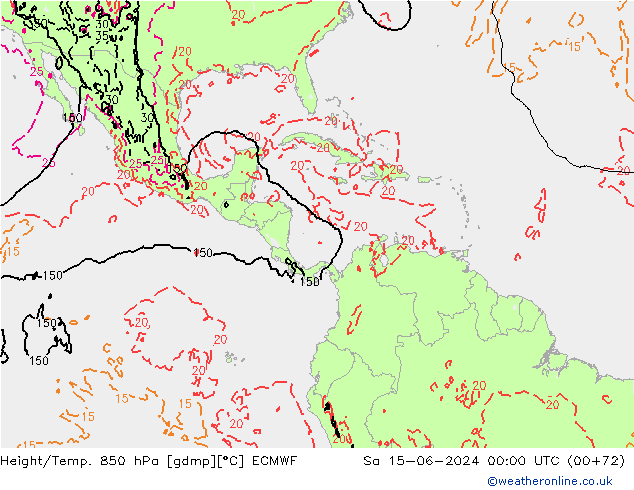 Z500/Rain (+SLP)/Z850 ECMWF sáb 15.06.2024 00 UTC