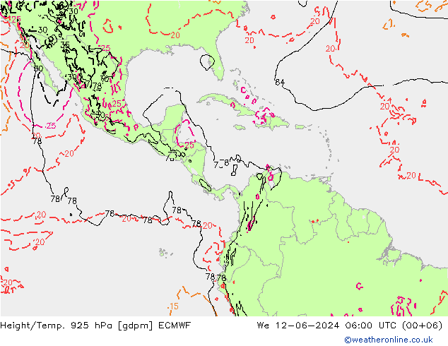 Height/Temp. 925 hPa ECMWF Qua 12.06.2024 06 UTC