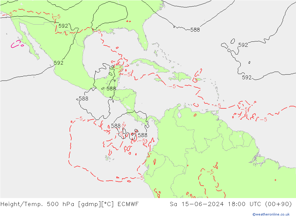Z500/Rain (+SLP)/Z850 ECMWF Sa 15.06.2024 18 UTC