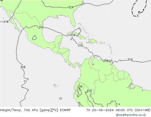 Height/Temp. 700 hPa ECMWF Čt 20.06.2024 06 UTC