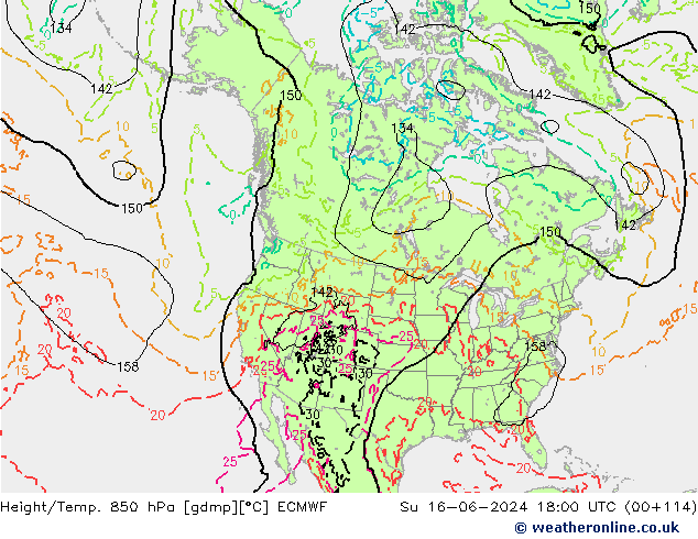 Yükseklik/Sıc. 850 hPa ECMWF Paz 16.06.2024 18 UTC