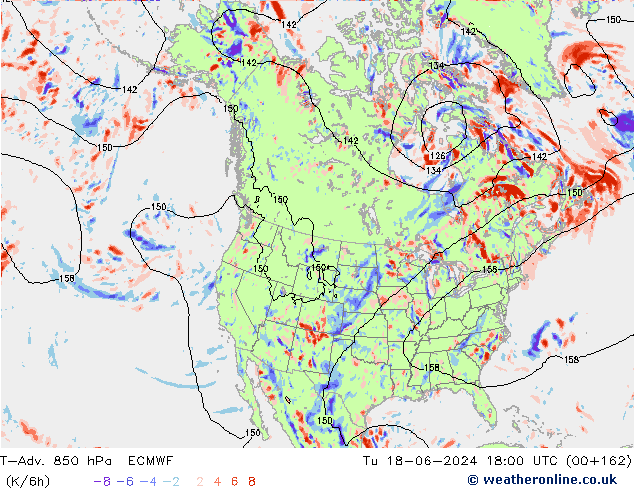 T-Adv. 850 hPa ECMWF mar 18.06.2024 18 UTC