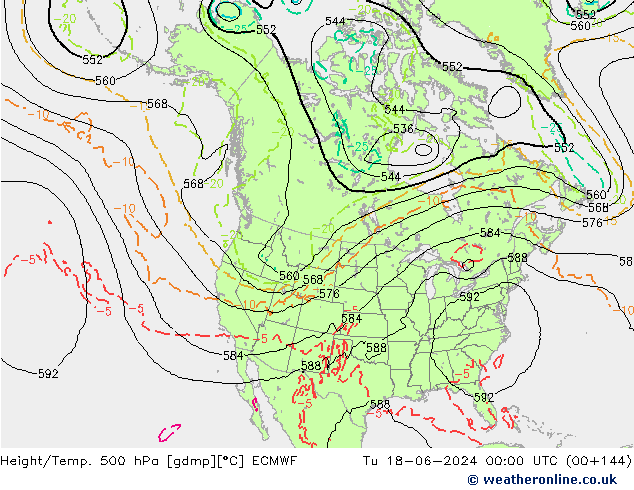 Z500/Rain (+SLP)/Z850 ECMWF Út 18.06.2024 00 UTC