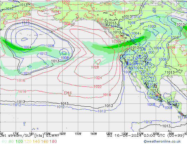 Corrente a getto ECMWF dom 16.06.2024 03 UTC