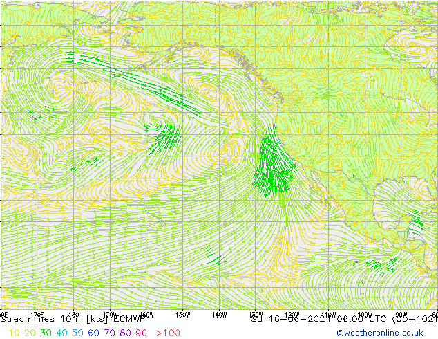 Streamlines 10m ECMWF Su 16.06.2024 06 UTC