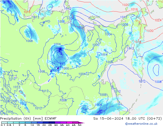 Z500/Rain (+SLP)/Z850 ECMWF Sa 15.06.2024 00 UTC