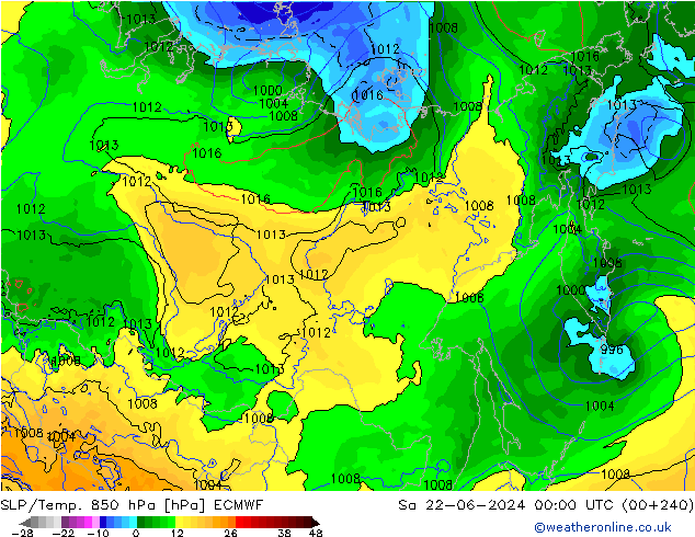 SLP/Temp. 850 hPa ECMWF sáb 22.06.2024 00 UTC