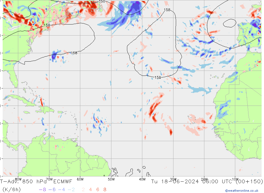 T-Adv. 850 hPa ECMWF mar 18.06.2024 06 UTC