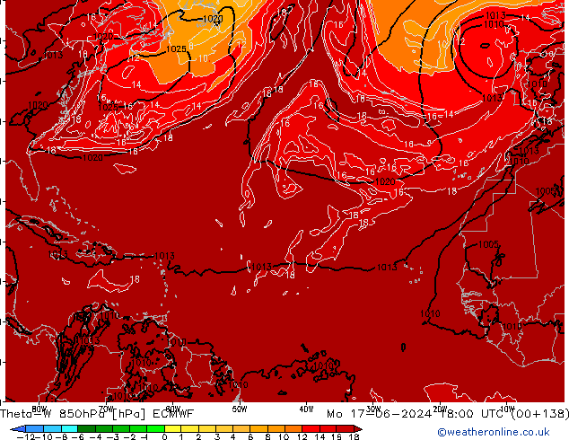 Theta-W 850hPa ECMWF lun 17.06.2024 18 UTC