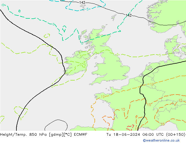 Z500/Rain (+SLP)/Z850 ECMWF Tu 18.06.2024 06 UTC