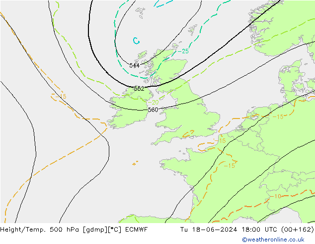 Z500/Yağmur (+YB)/Z850 ECMWF Sa 18.06.2024 18 UTC