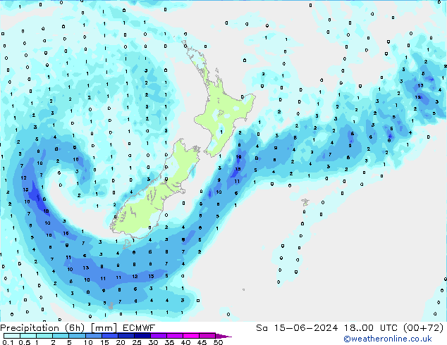 Yağış (6h) ECMWF Cts 15.06.2024 00 UTC