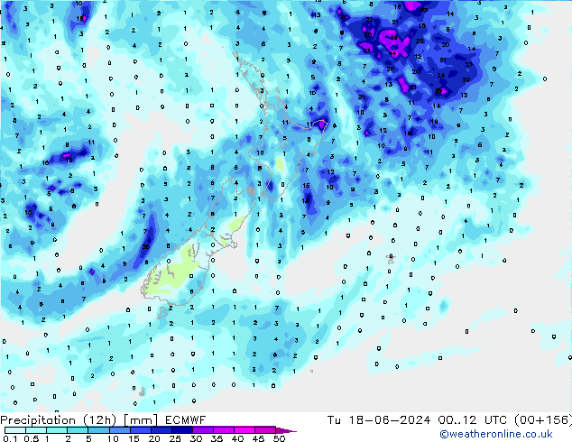 Precipitación (12h) ECMWF mar 18.06.2024 12 UTC