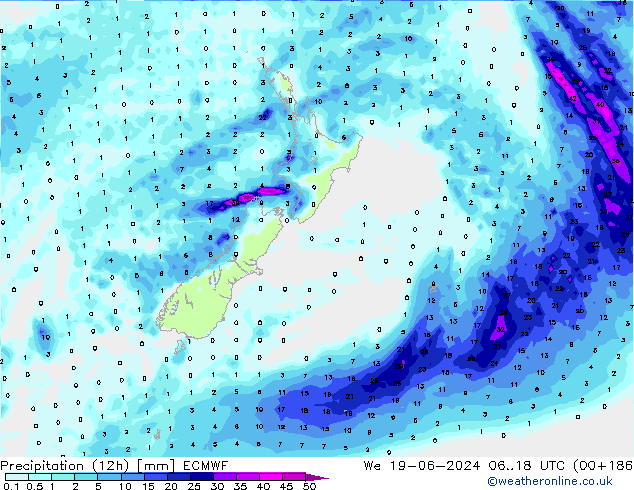 Yağış (12h) ECMWF Çar 19.06.2024 18 UTC