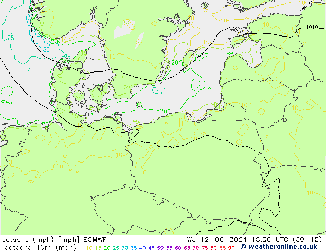 Isotachs (mph) ECMWF  12.06.2024 15 UTC