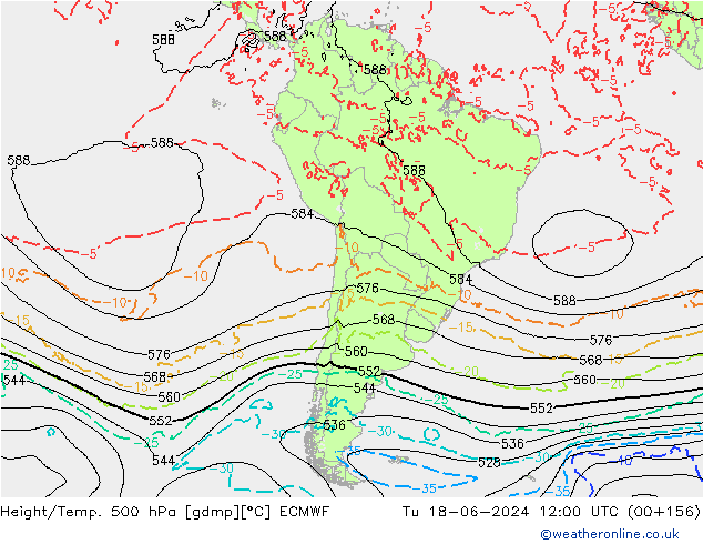 Z500/Rain (+SLP)/Z850 ECMWF Tu 18.06.2024 12 UTC