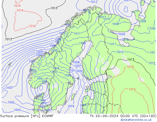 pressão do solo ECMWF Qui 20.06.2024 00 UTC