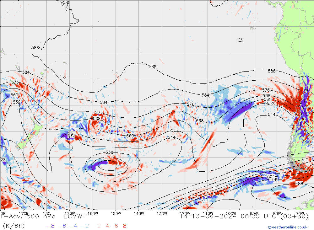 T-Adv. 500 hPa ECMWF Th 13.06.2024 06 UTC