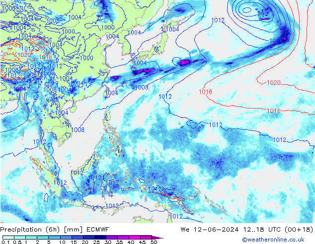 Z500/Regen(+SLP)/Z850 ECMWF wo 12.06.2024 18 UTC