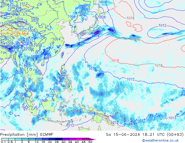 Precipitation ECMWF Sa 15.06.2024 21 UTC