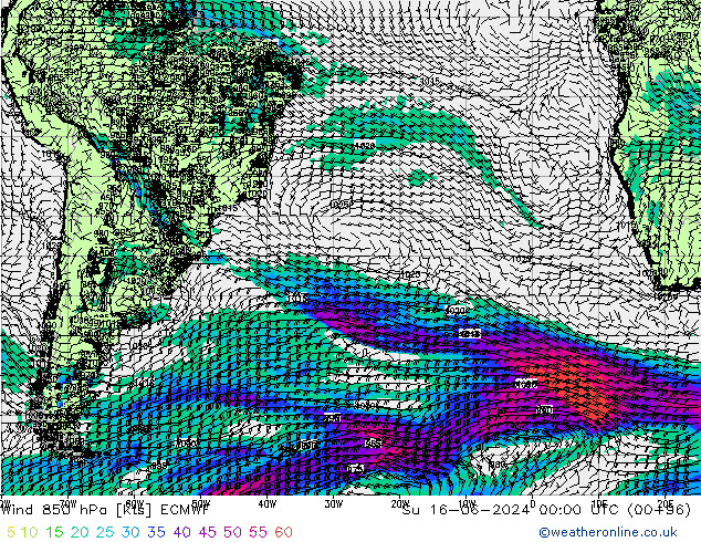 Wind 850 hPa ECMWF Su 16.06.2024 00 UTC