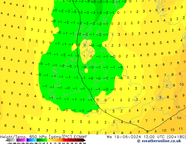 Z500/Rain (+SLP)/Z850 ECMWF mer 19.06.2024 12 UTC