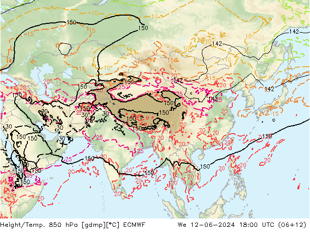Z500/Rain (+SLP)/Z850 ECMWF Qua 12.06.2024 18 UTC