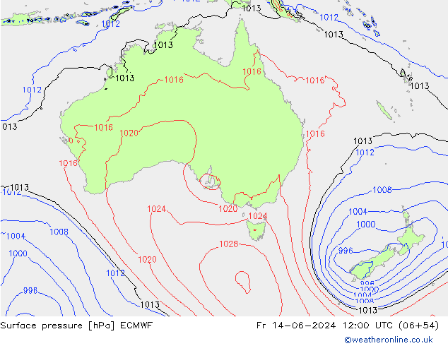 Surface pressure ECMWF Fr 14.06.2024 12 UTC