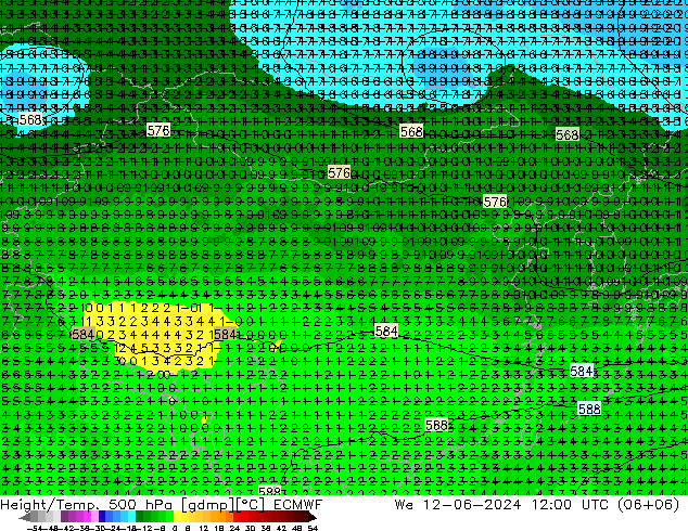 Z500/Rain (+SLP)/Z850 ECMWF  12.06.2024 12 UTC