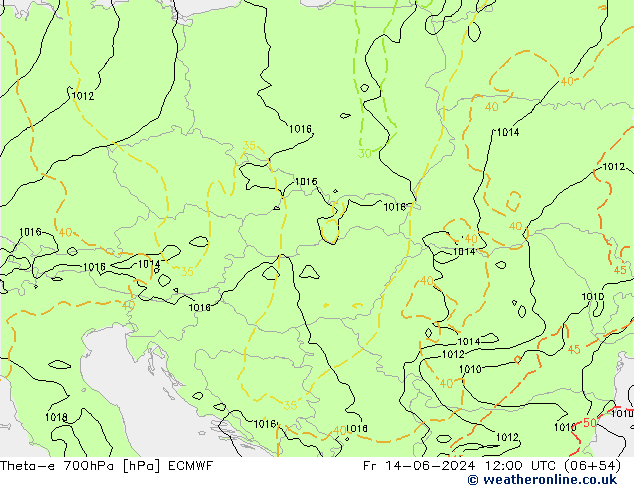 Theta-e 700hPa ECMWF pt. 14.06.2024 12 UTC