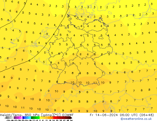 Z500/Regen(+SLP)/Z850 ECMWF vr 14.06.2024 06 UTC