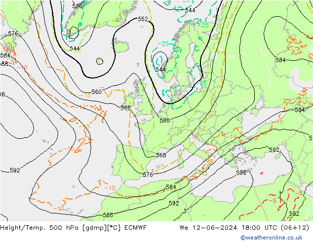 Z500/Rain (+SLP)/Z850 ECMWF  12.06.2024 18 UTC