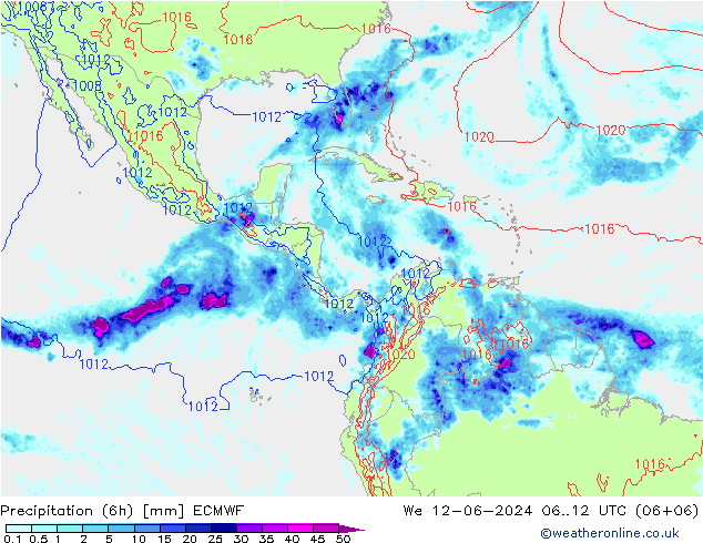 Z500/Rain (+SLP)/Z850 ECMWF We 12.06.2024 12 UTC