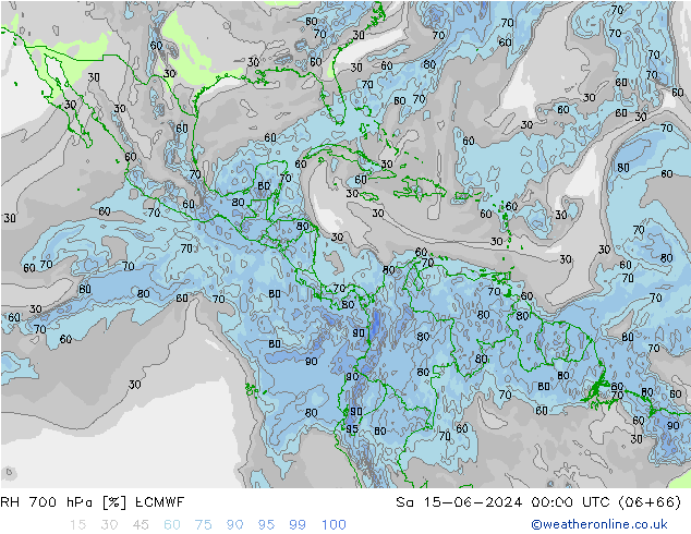 RH 700 hPa ECMWF sab 15.06.2024 00 UTC