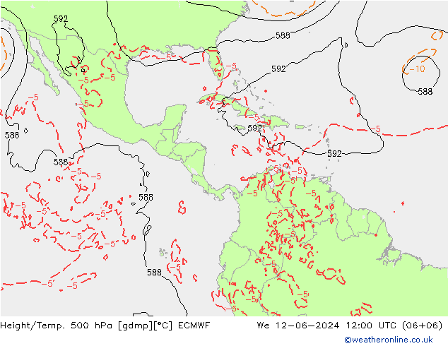 Z500/Rain (+SLP)/Z850 ECMWF mer 12.06.2024 12 UTC