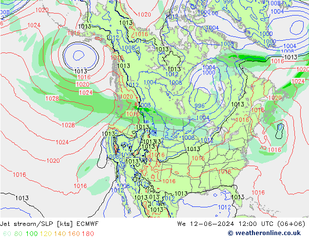 Jet stream/SLP ECMWF We 12.06.2024 12 UTC