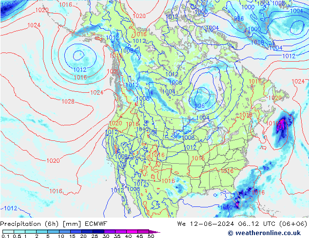 Z500/Rain (+SLP)/Z850 ECMWF Mi 12.06.2024 12 UTC