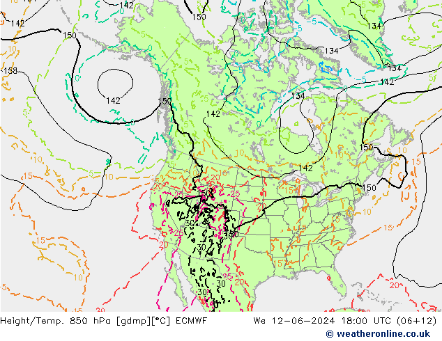 Z500/Rain (+SLP)/Z850 ECMWF 星期三 12.06.2024 18 UTC