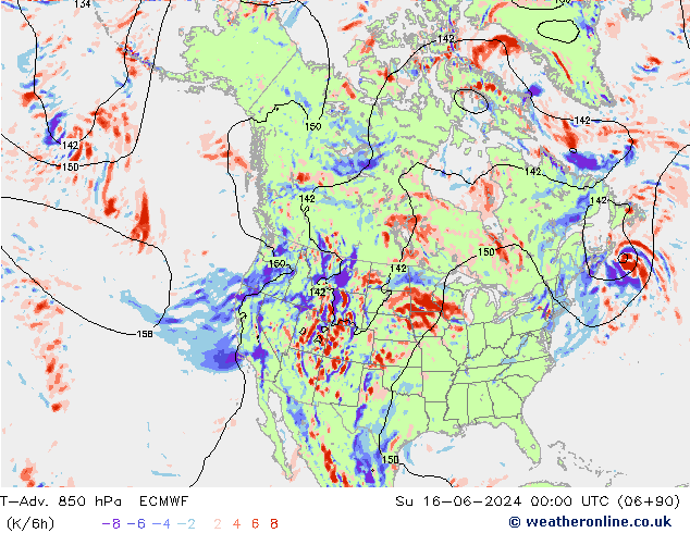 T-Adv. 850 hPa ECMWF Dom 16.06.2024 00 UTC