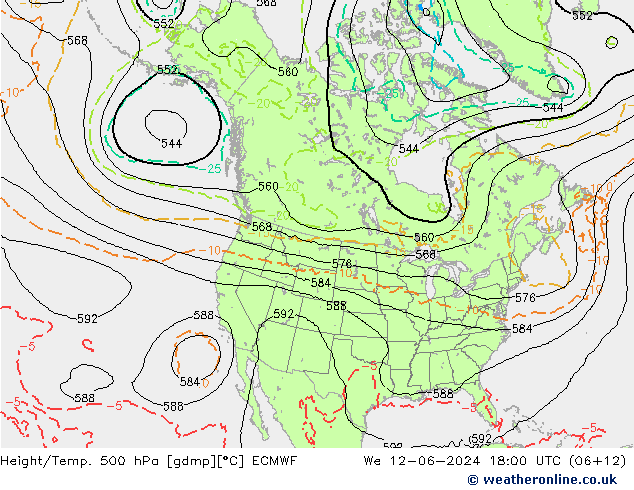 Z500/Rain (+SLP)/Z850 ECMWF 星期三 12.06.2024 18 UTC