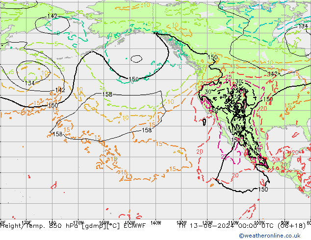 Z500/Regen(+SLP)/Z850 ECMWF do 13.06.2024 00 UTC