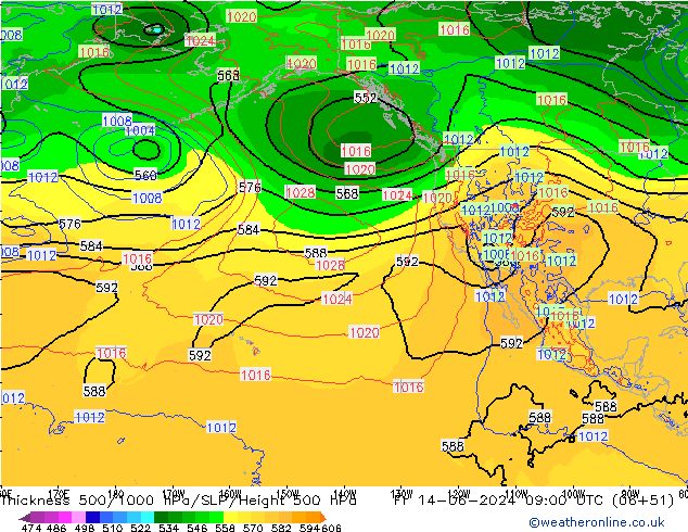 Thck 500-1000hPa ECMWF Fr 14.06.2024 09 UTC