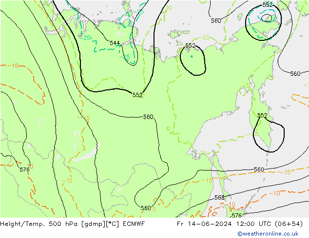 Z500/Yağmur (+YB)/Z850 ECMWF Cu 14.06.2024 12 UTC