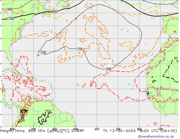 Z500/Rain (+SLP)/Z850 ECMWF jue 13.06.2024 18 UTC