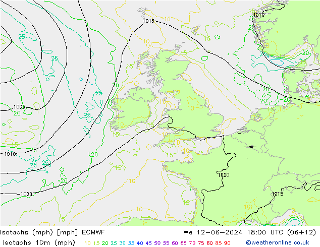 Isotachs (mph) ECMWF ср 12.06.2024 18 UTC