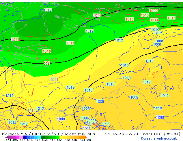 Schichtdicke 500-1000 hPa ECMWF Sa 15.06.2024 18 UTC